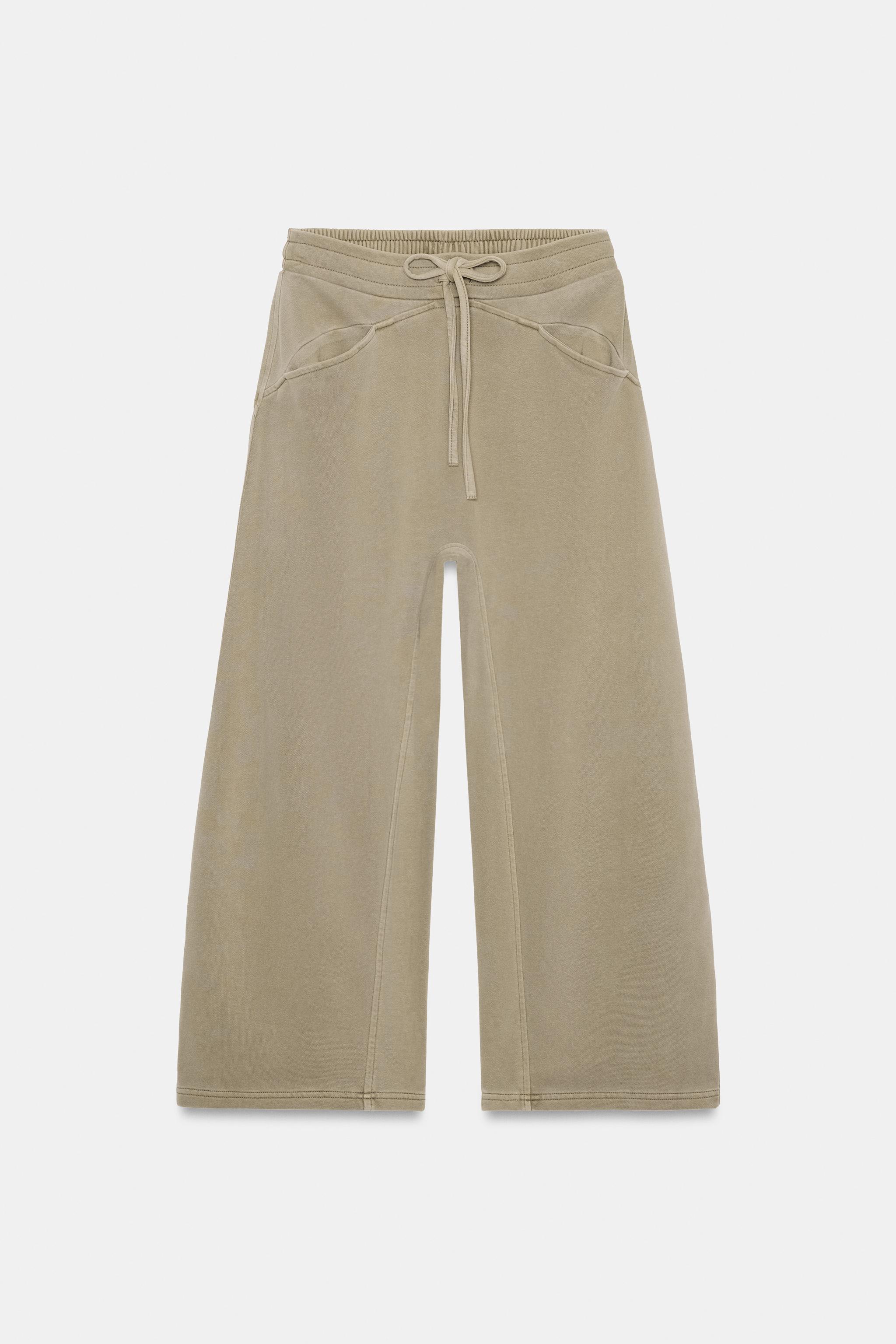 PANTALON EN MOLLETON EFFET DÉLAVÉ